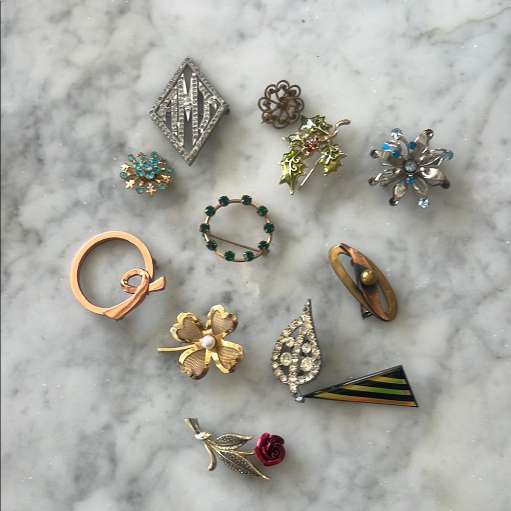 Lot of 12 costume brooches